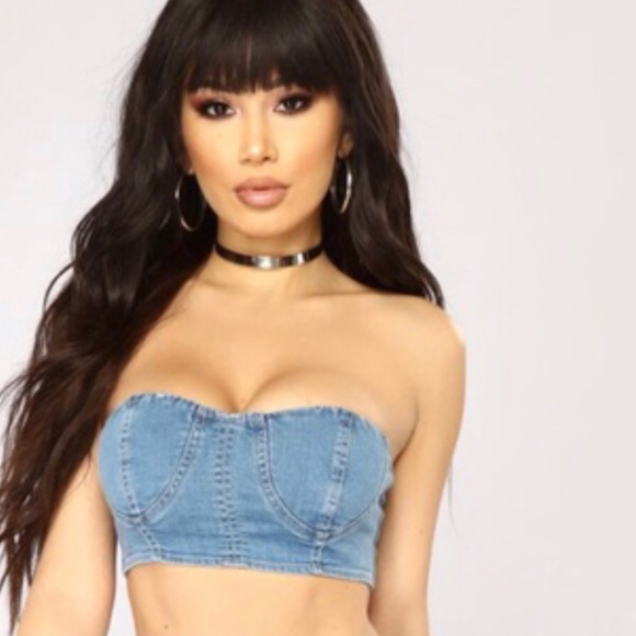 Fashion Nova Tops - FASHION NOVA Crop TubeTop Bralet Blue Denim Jean